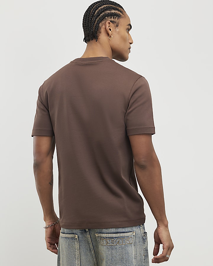 River Island Brown Slim Fit T-Shirt