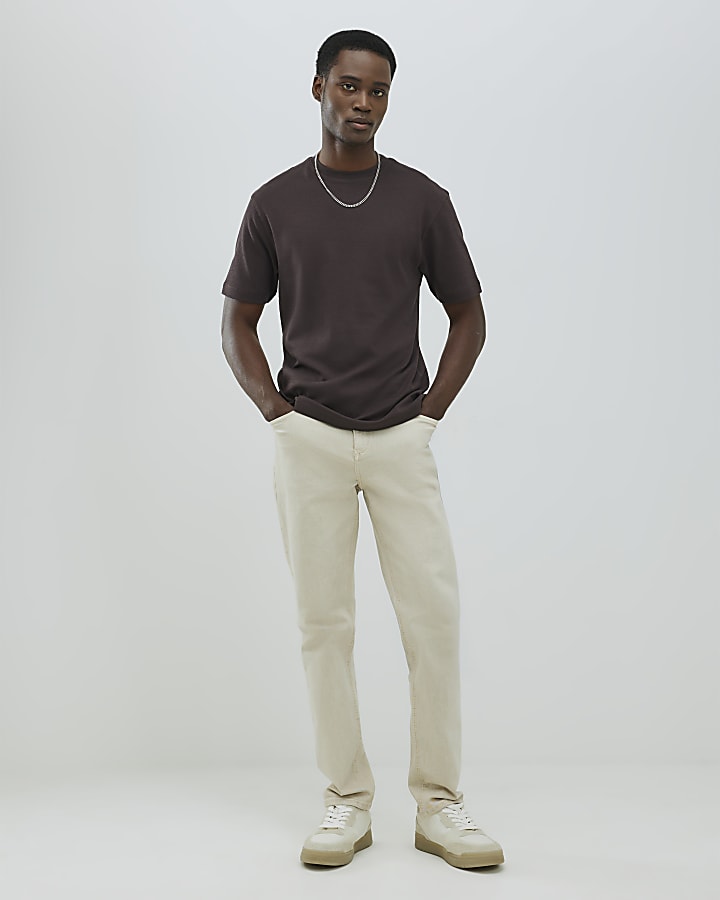 River Island Brown Slim Fit T-Shirt