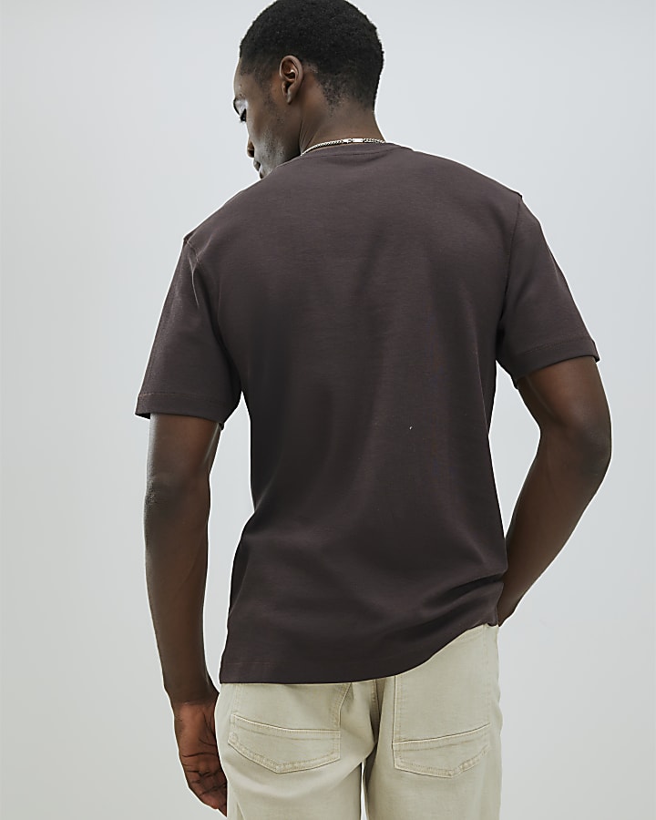 River Island Brown Slim Fit T-Shirt
