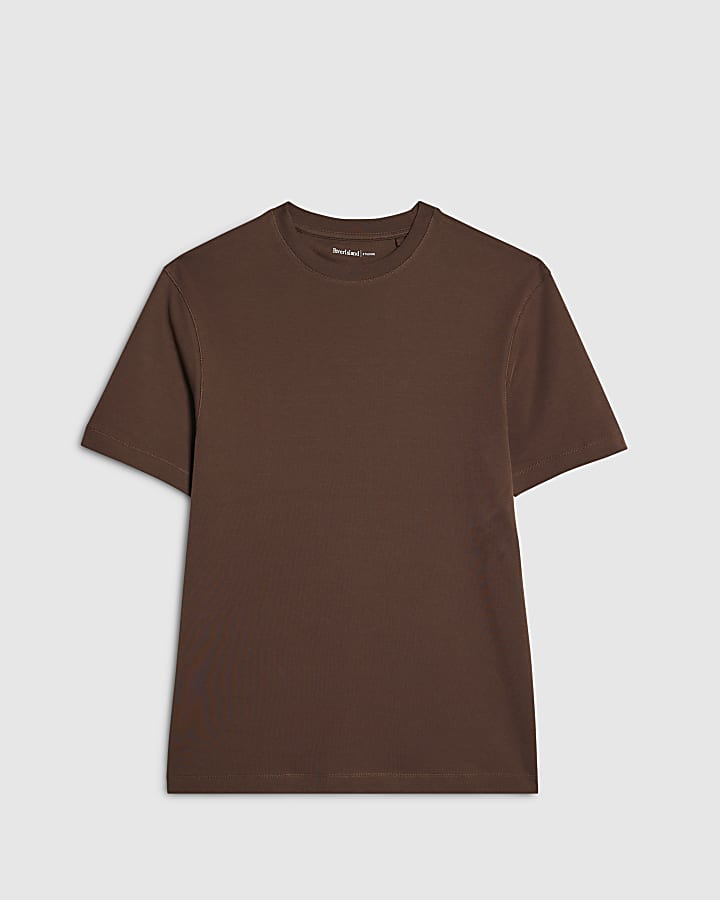 river island Brown Slim Fit T-Shirt