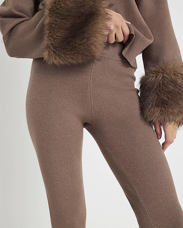River Island Brown Slim Knitted Jogger Trousers