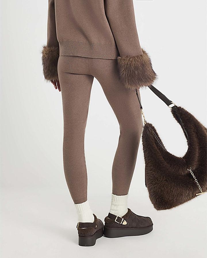 River Island Brown Slim Knitted Jogger Trousers