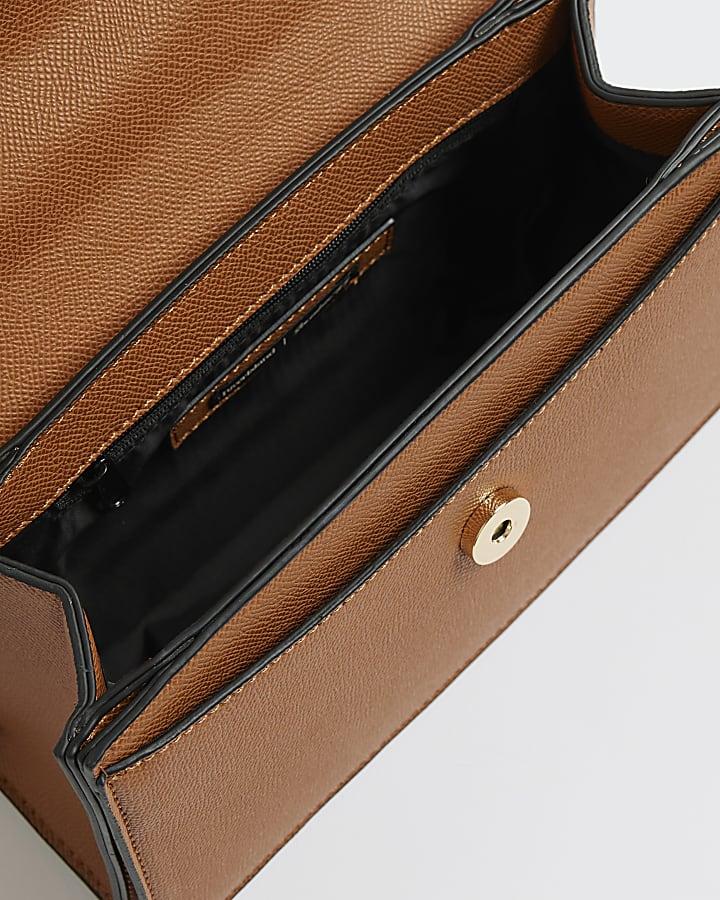 river island Brown Small Top Handle Tote Bag