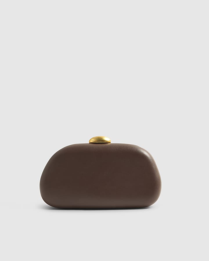 River Island Brown Snake Trim Clutch Bag