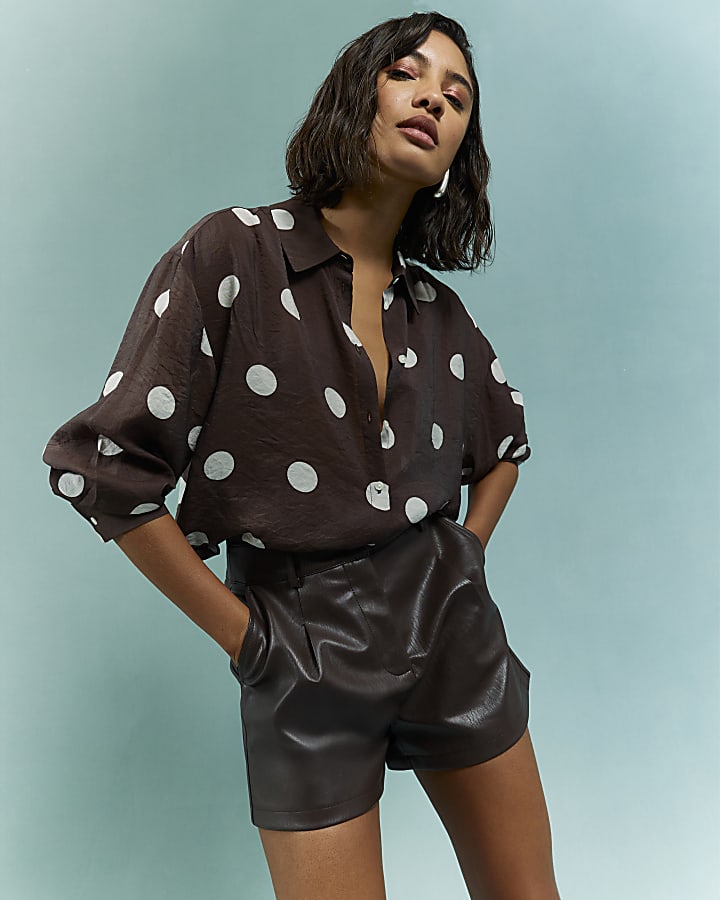 River Island Brown Spotty Shirt