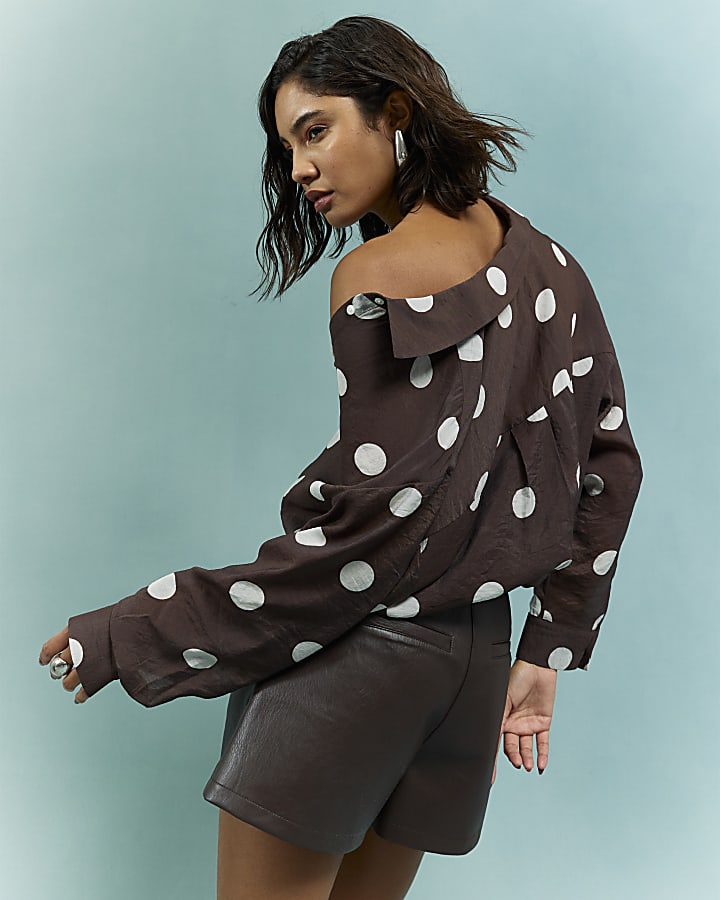 River Island Brown Spotty Shirt