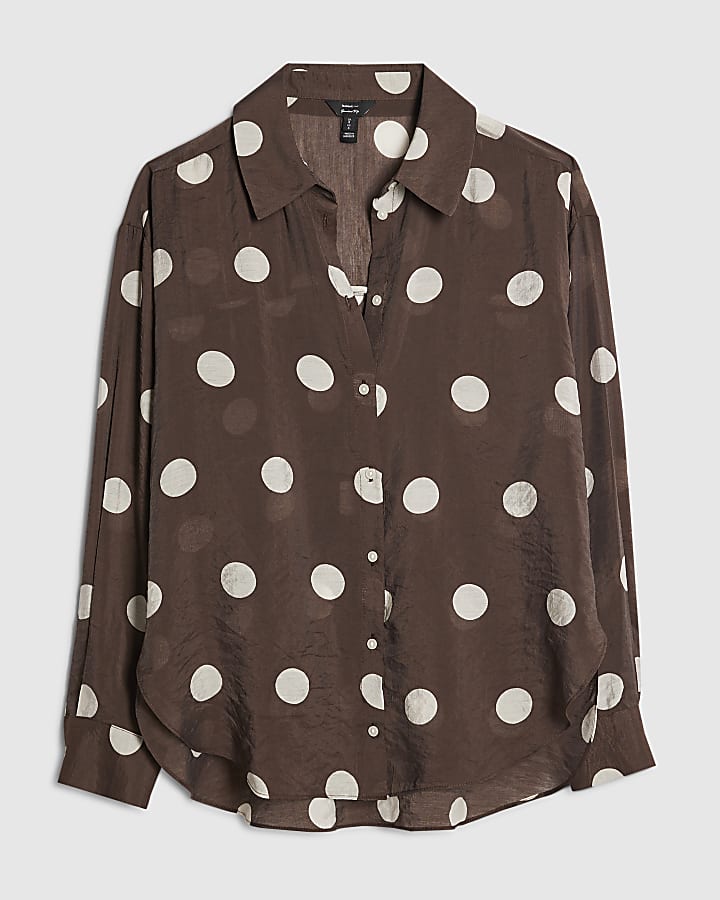 river island Brown Spotty Shirt