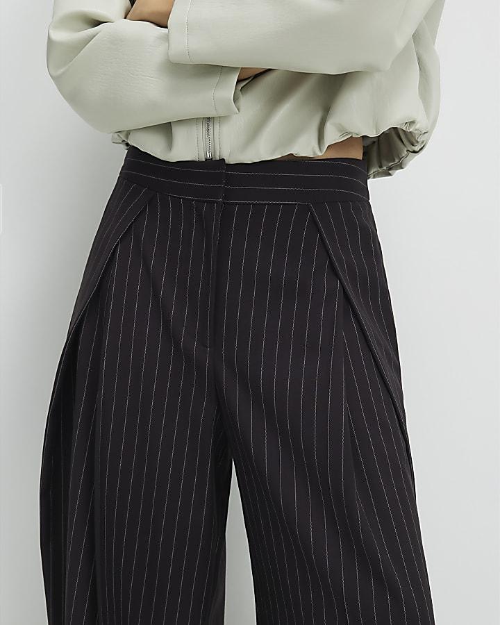 River Island Brown Stripe Wide Leg Trousers