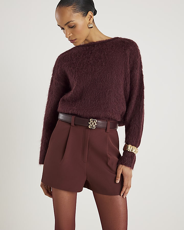 River Island Brown Structured Tailored Shorts