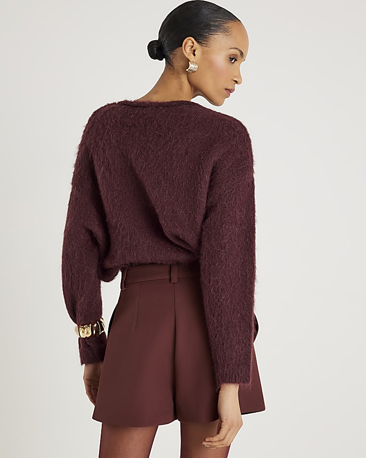 River Island Brown Structured Tailored Shorts