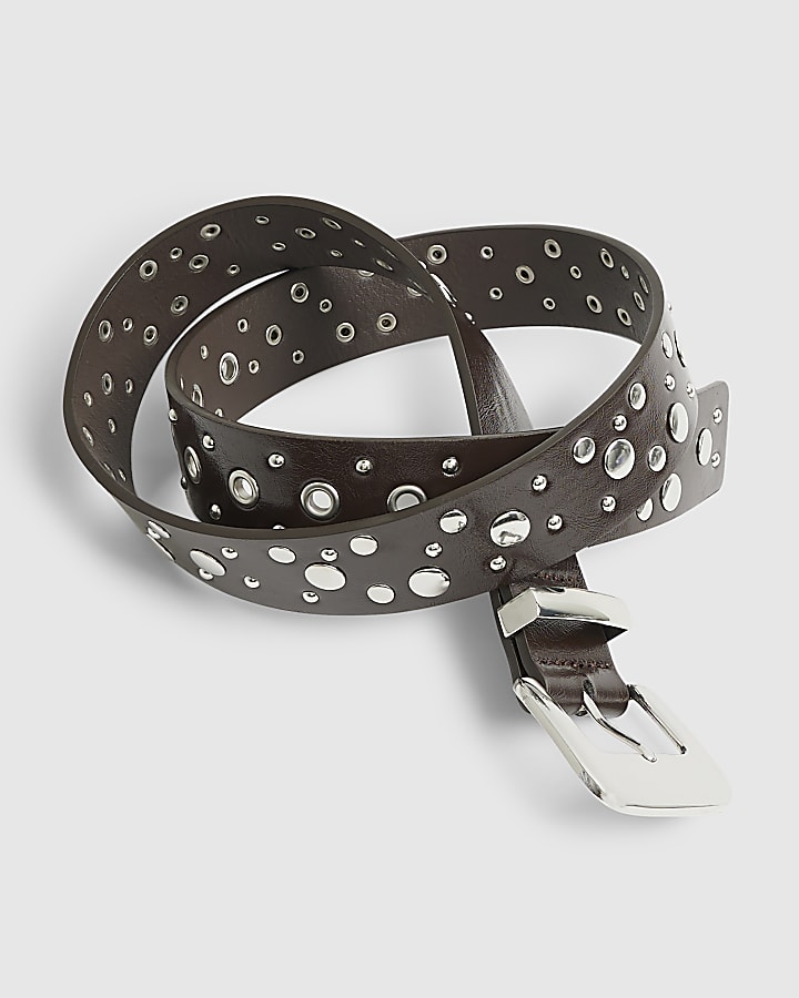 River Island Brown Studded Belt