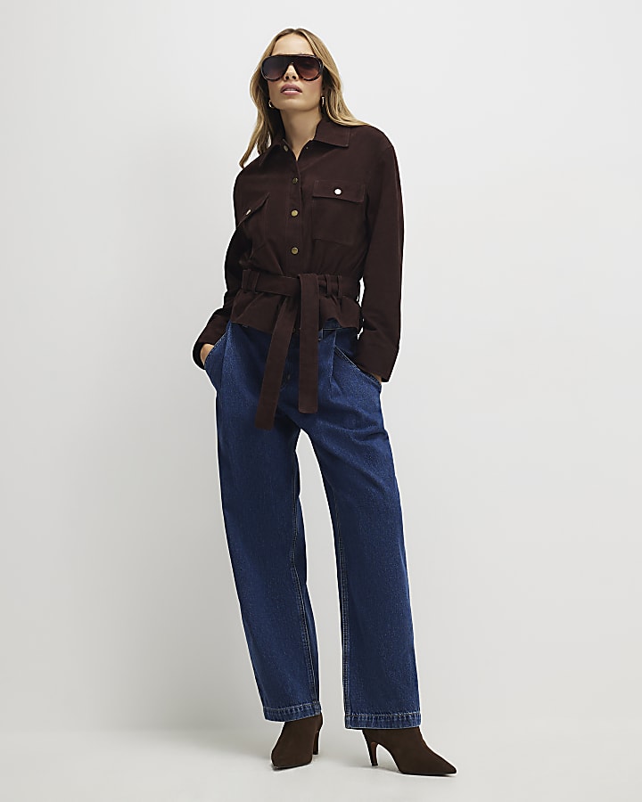 River Island Brown Suede Belted Jacket