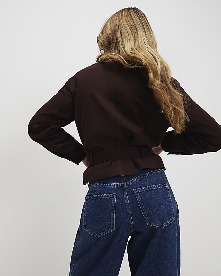 River Island Brown Suede Belted Jacket