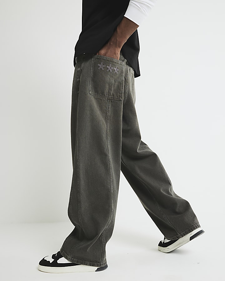River Island Brown Super Baggy Fit Jeans