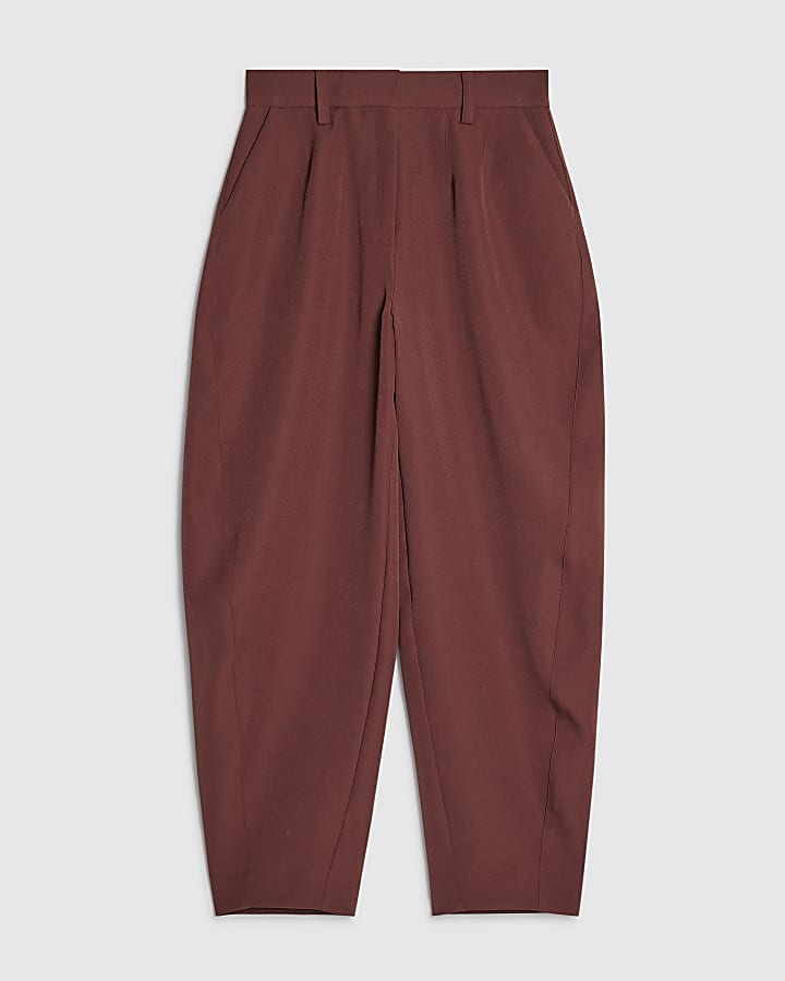 river island Brown Tailored Barrell Leg Trousers