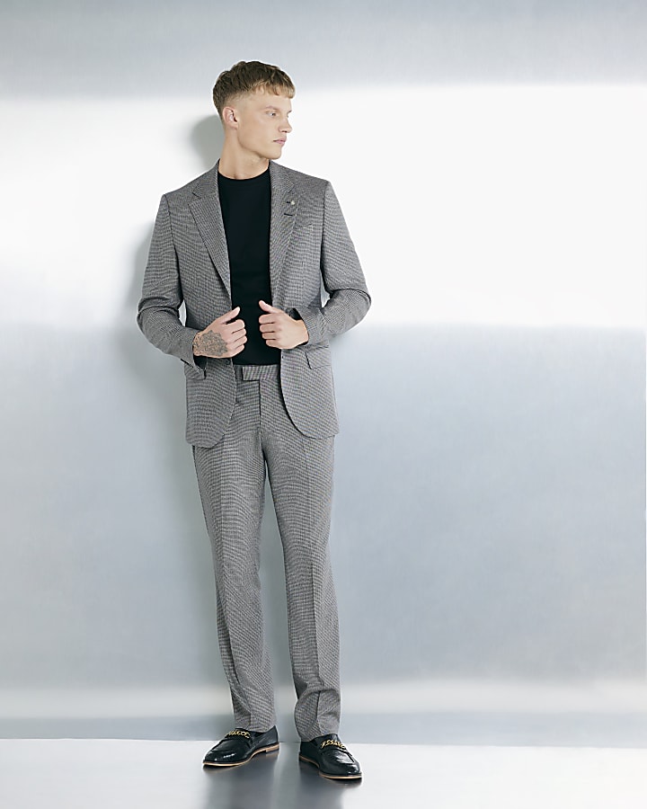 River Island Brown Tailored Fit Suit Jacket