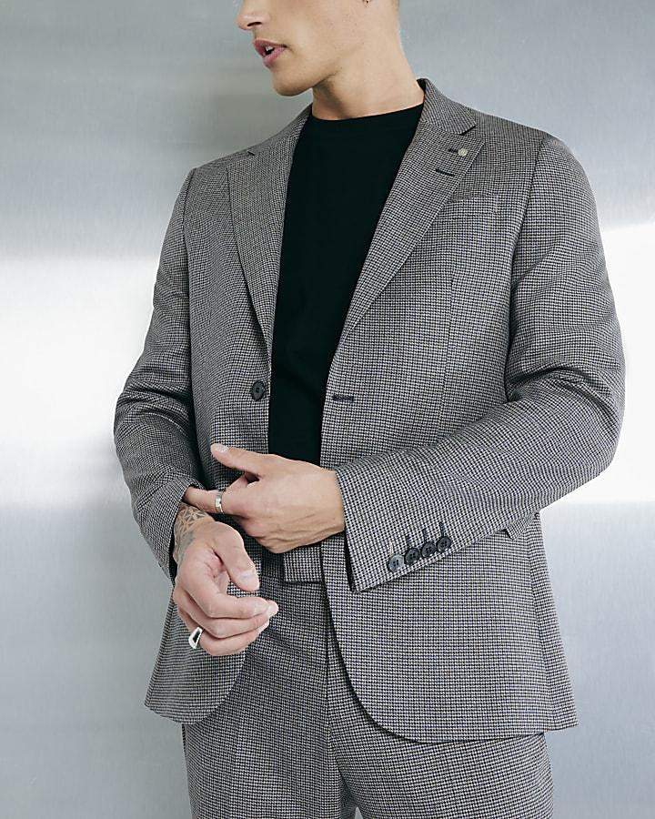 River Island Brown Tailored Fit Suit Jacket