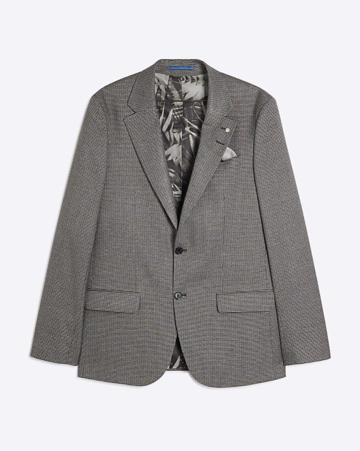 river island Brown Tailored Fit Suit Jacket
