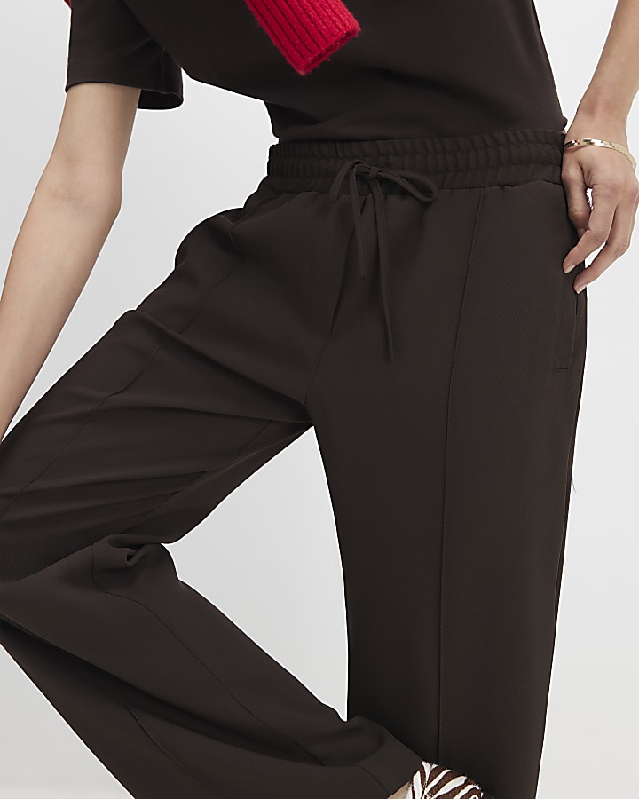 River Island Brown Tailored Wide Leg Joggers