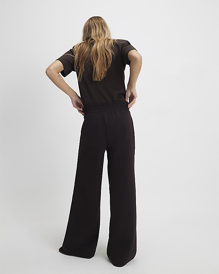 River Island Brown Tailored Wide Leg Trousers