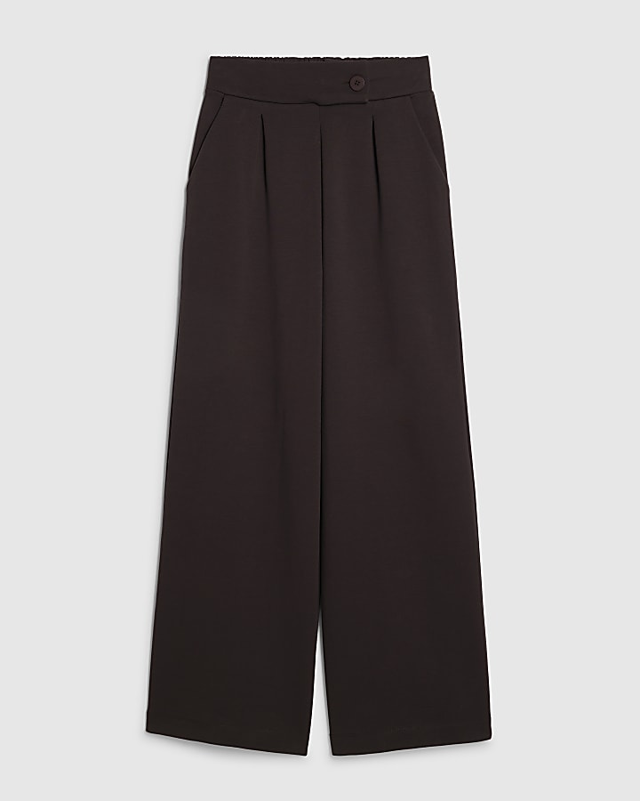 river island Brown Tailored Wide Leg Trousers