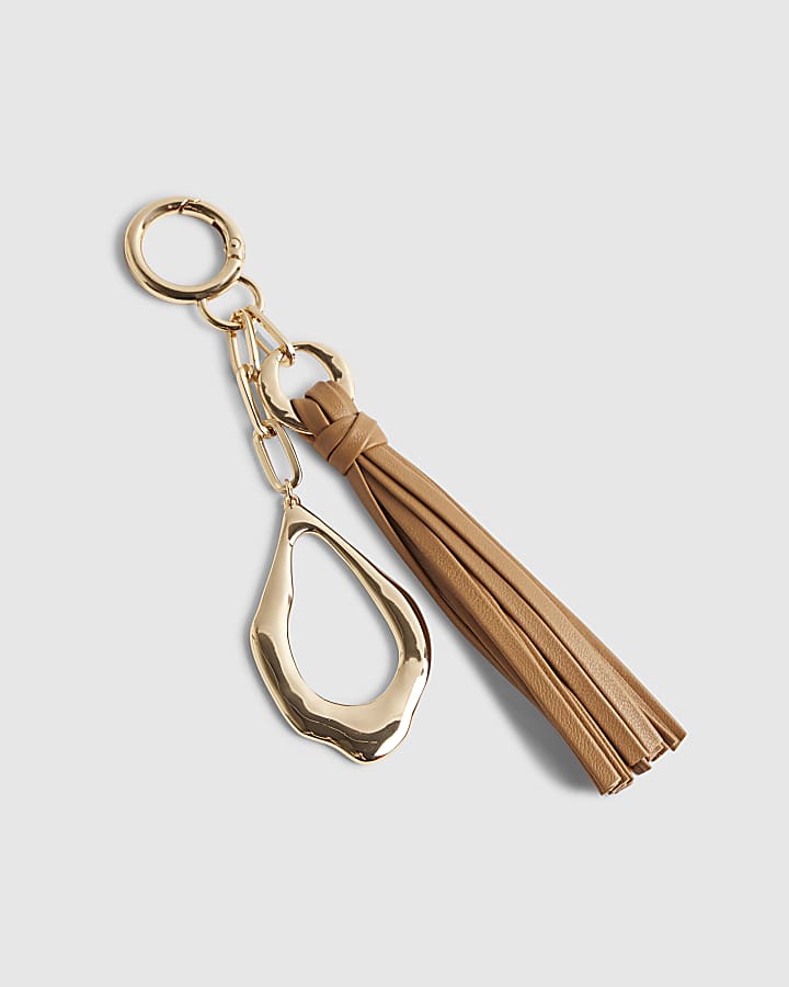river island Brown Tassel Link Bag Charm