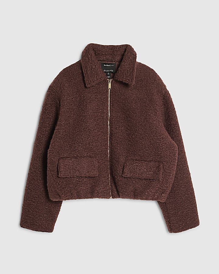river island Brown Textured Harrington Jacket