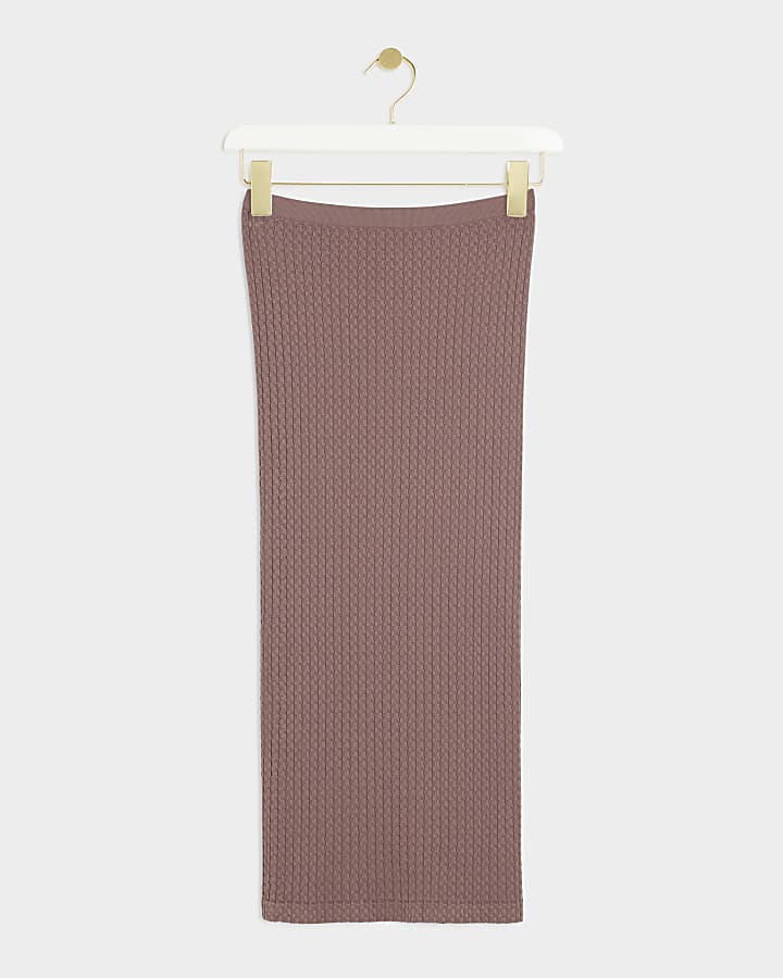 river island Brown Textured Seamless Midi Skirt