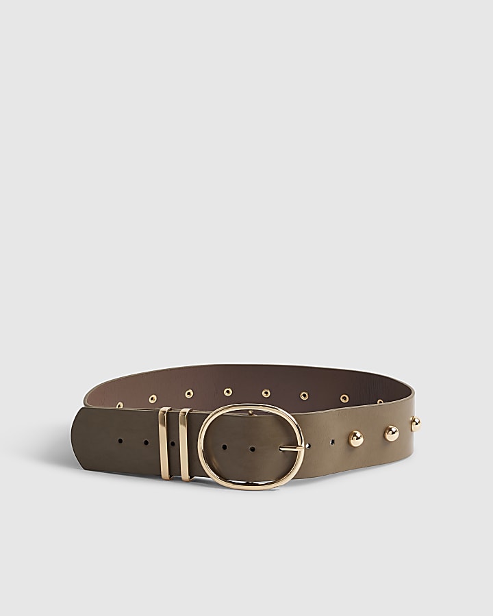 River Island Brown Thick Studded Belt
