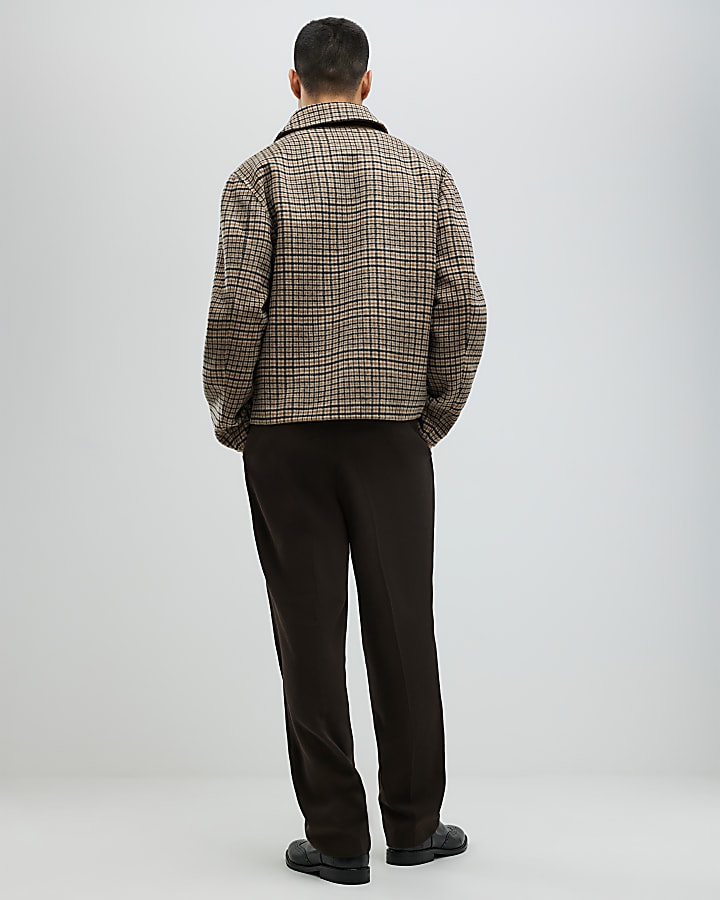 River Island Brown Twill Wide Leg Trousers