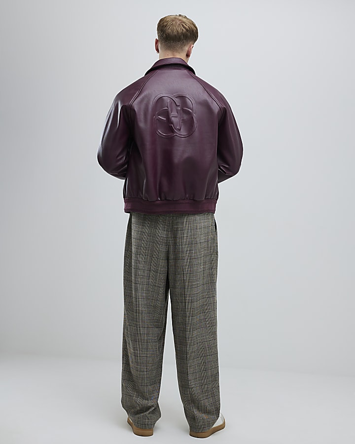 River Island Brown Wide Leg Check Trousers