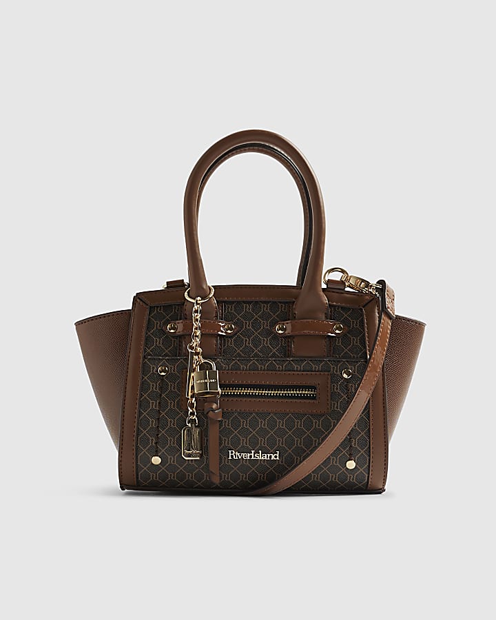 River Island Brown Winged Panelled Zip Tote Bag