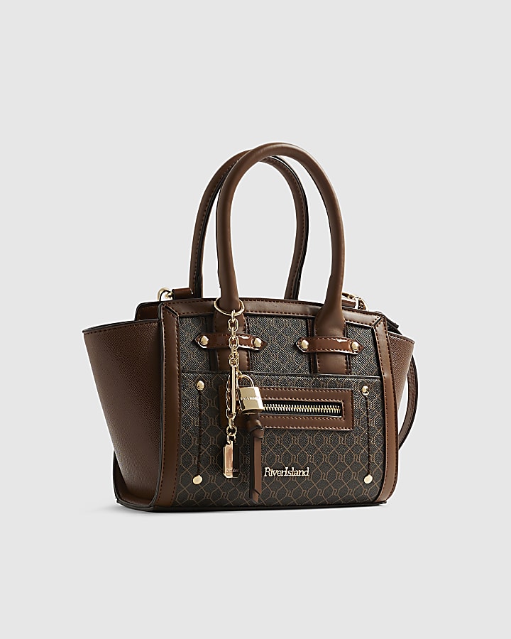 River Island Brown Winged Panelled Zip Tote Bag