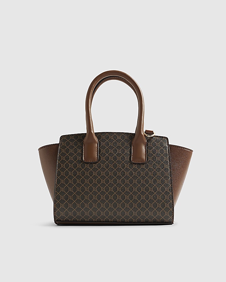 River Island Brown Winged Panelled Zip Tote Bag
