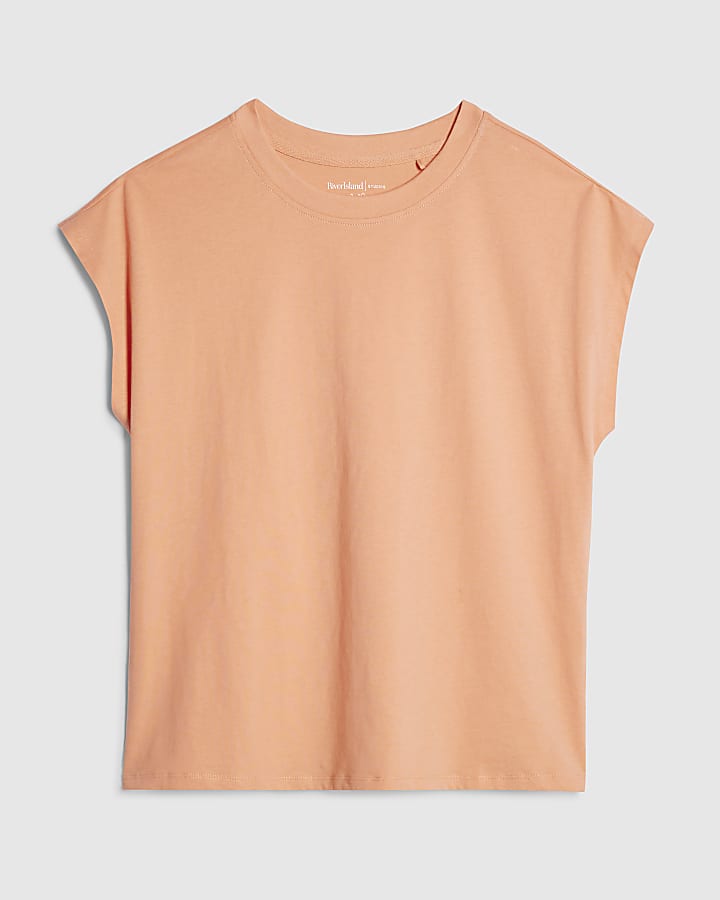 river island Coral Grown On Sleeve T-Shirt