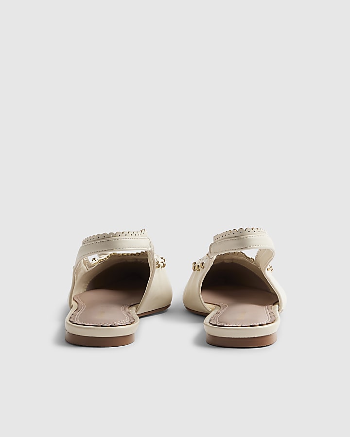 River Island Cream Bow Sling Back Pumps