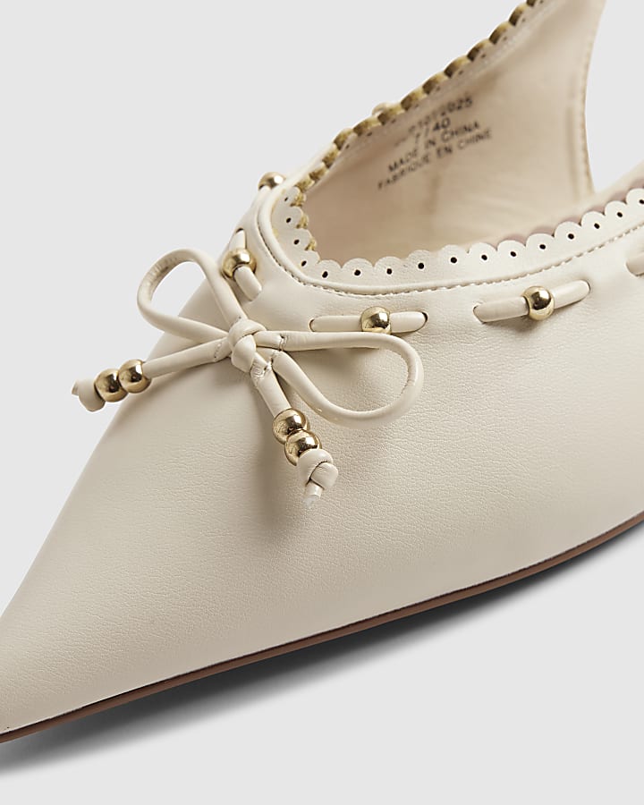 river island Cream Bow Sling Back Pumps