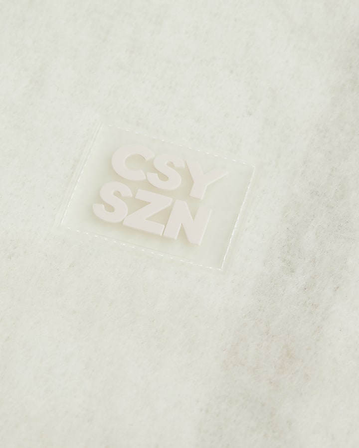 River Island Cream Check Fluffy Scarf