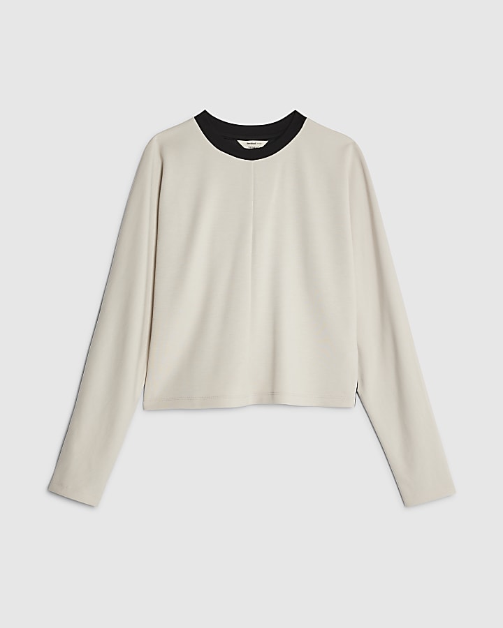 river island Cream Colour Block Batwing Sweatshirt