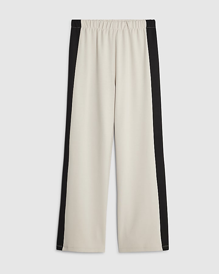 river island Cream Colour Block Wide Leg Trousers