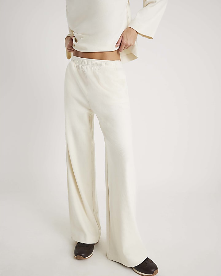 River Island Cream Cosy Wide Leg Trousers