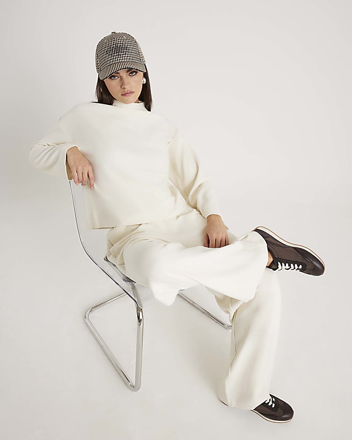 River Island Cream Cosy Wide Leg Trousers