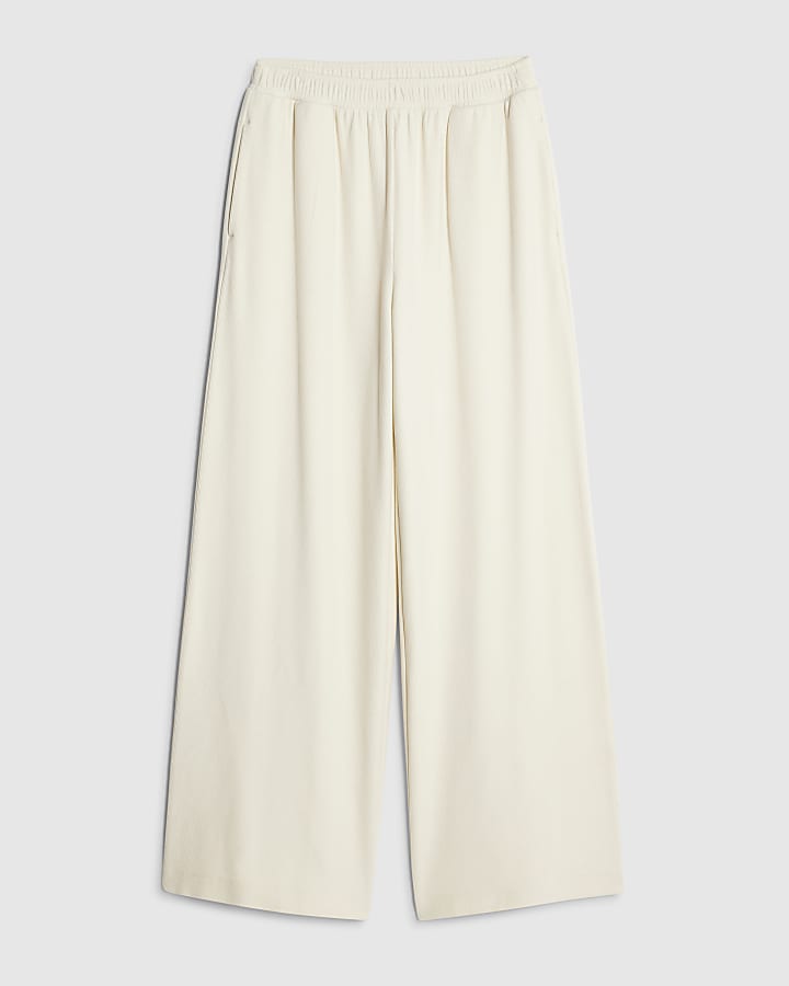 river island Cream Cosy Wide Leg Trousers