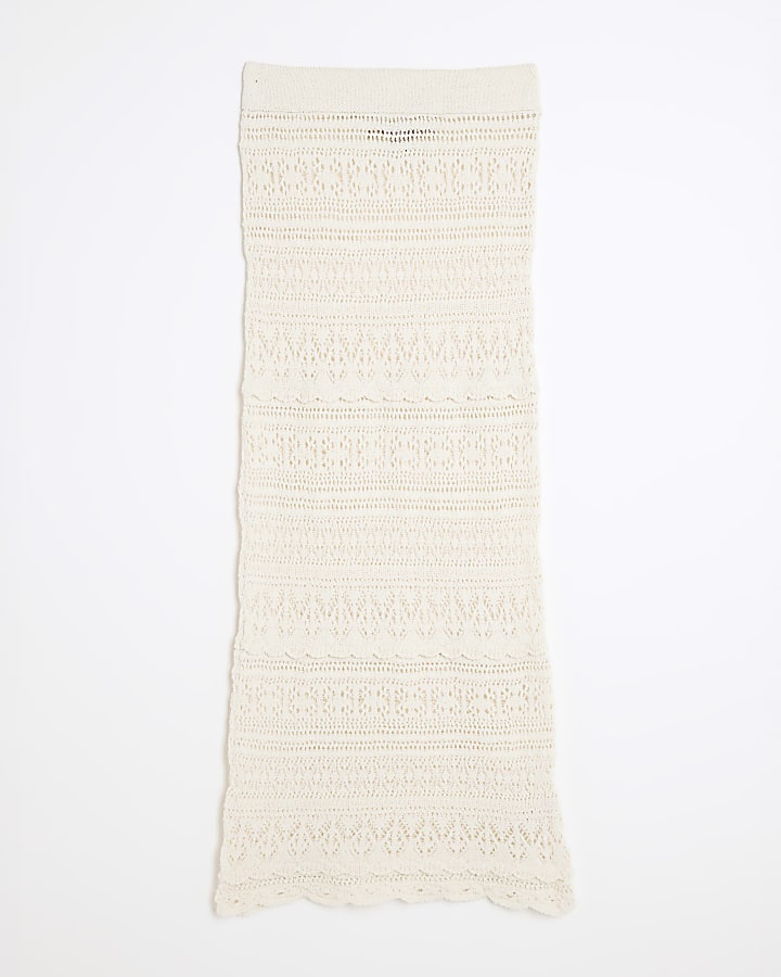 river island Cream Crochet Maxi Skirt