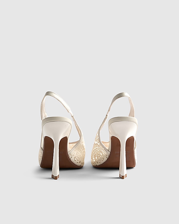 River Island Cream Crochet Slingback Heels