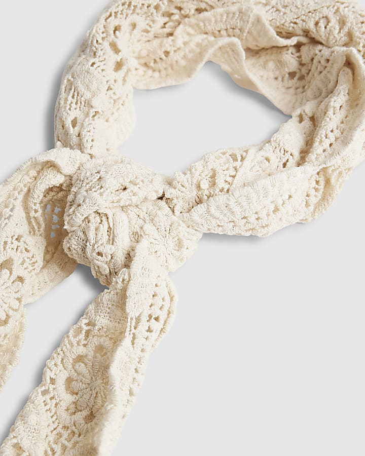 River Island Cream Crochet Triangle Scarf