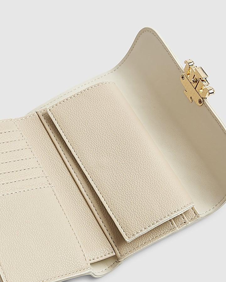 river island Cream Embossed Monogram Foldout Purse
