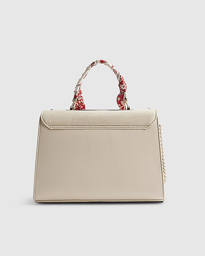 River Island Cream Embroidered Tote Bag