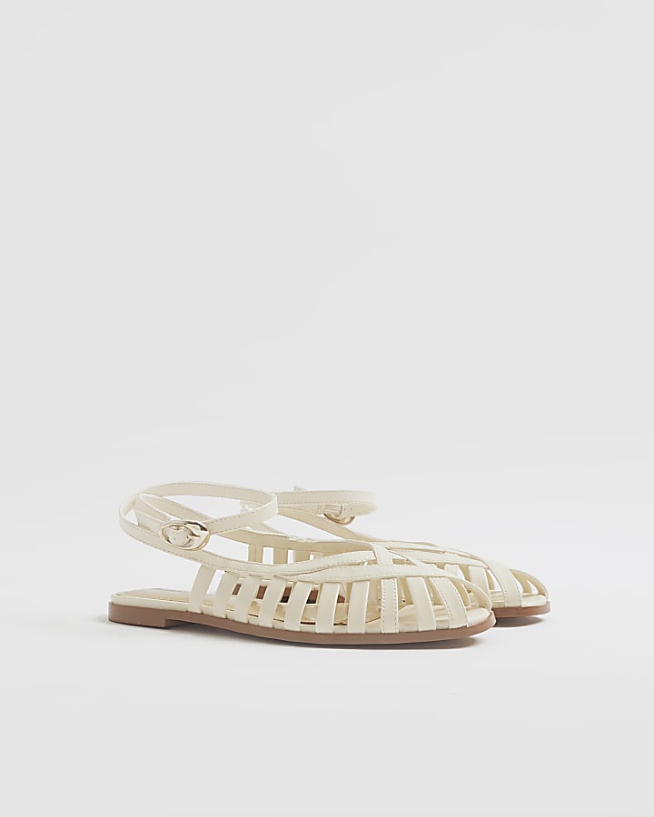 River Island Cream Faux Leather Caged Sandals