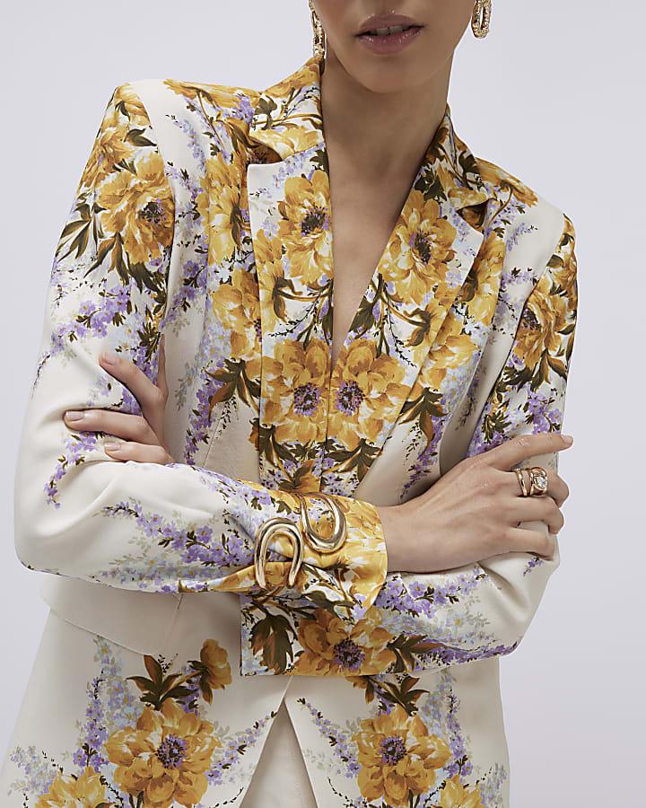 River Island Cream Floral Blazer